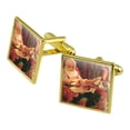 thumbnail image 1 of Christmas Holiday Dear Santa Reading Letters Square Cufflink Set - Silver or Gold, 1 of 6