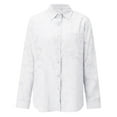 thumbnail image 4 of DondPO Long Sleeve Shirts Dress Shirts for Women Women Casual Shirt Long Sleeve Thin Button Solid Chiffon Lapel Long Sleeve Shirt Top Womens Tops Flannel Shirt White L, 4 of 5