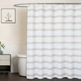 thumbnail image 2 of Bathroom Waterproof Striped Shower Curtain, Grommets Top Weave Textured Shower Curtain, 2 of 8