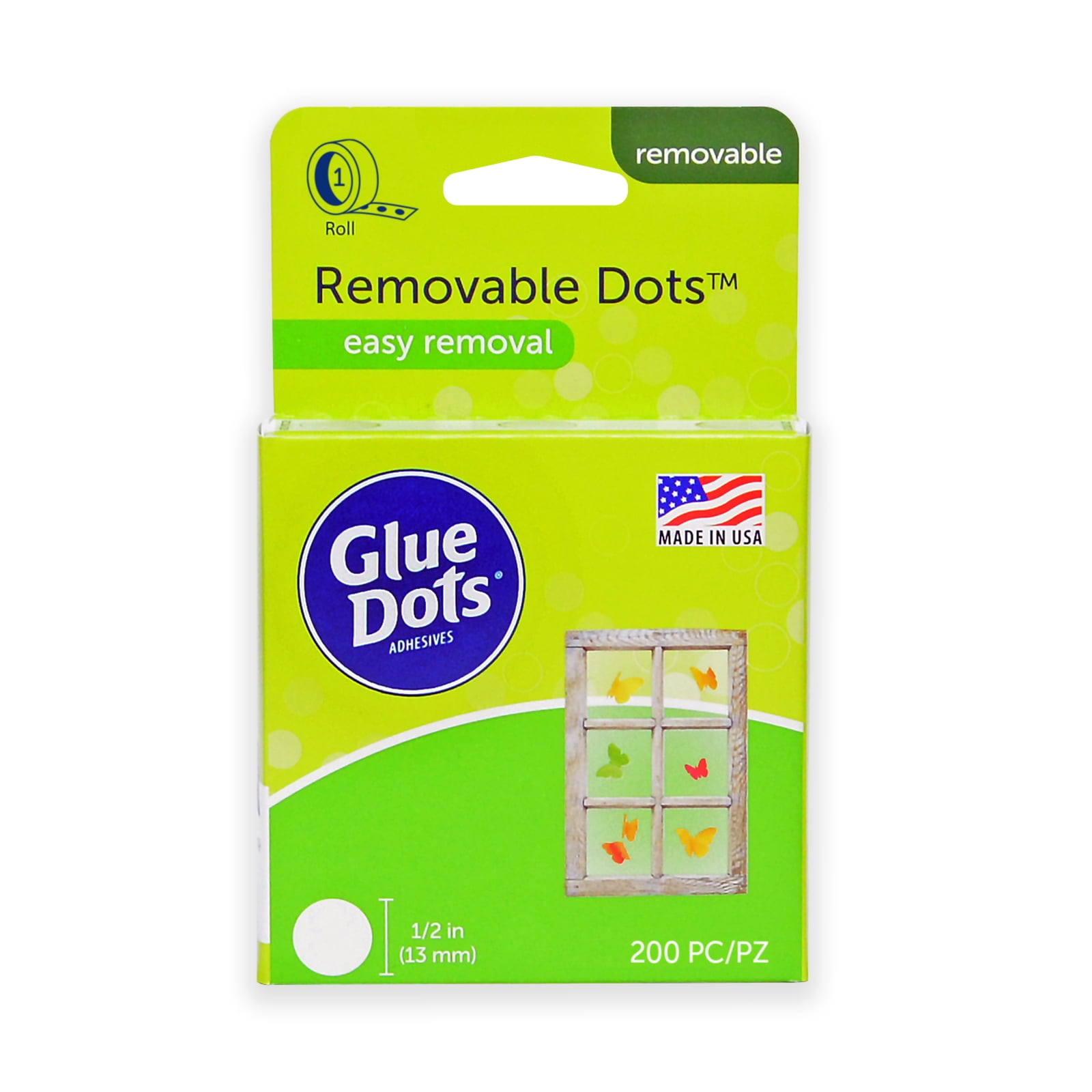 Glue Dots 0.5" Removable Clear Dot Roll, 200 Count