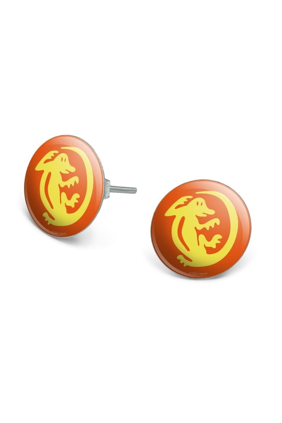 Hidden Temple Orange Iguanas Novelty Silver Plated Stud Earrings