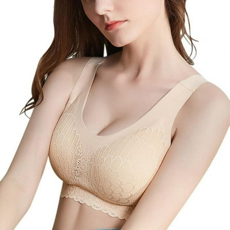 

FNNMNNR Women‘s Wireless Contour Bra Seamless Comfort Lace Soft Sleep Yoga Bra Push Up Bralette With Pad Bra