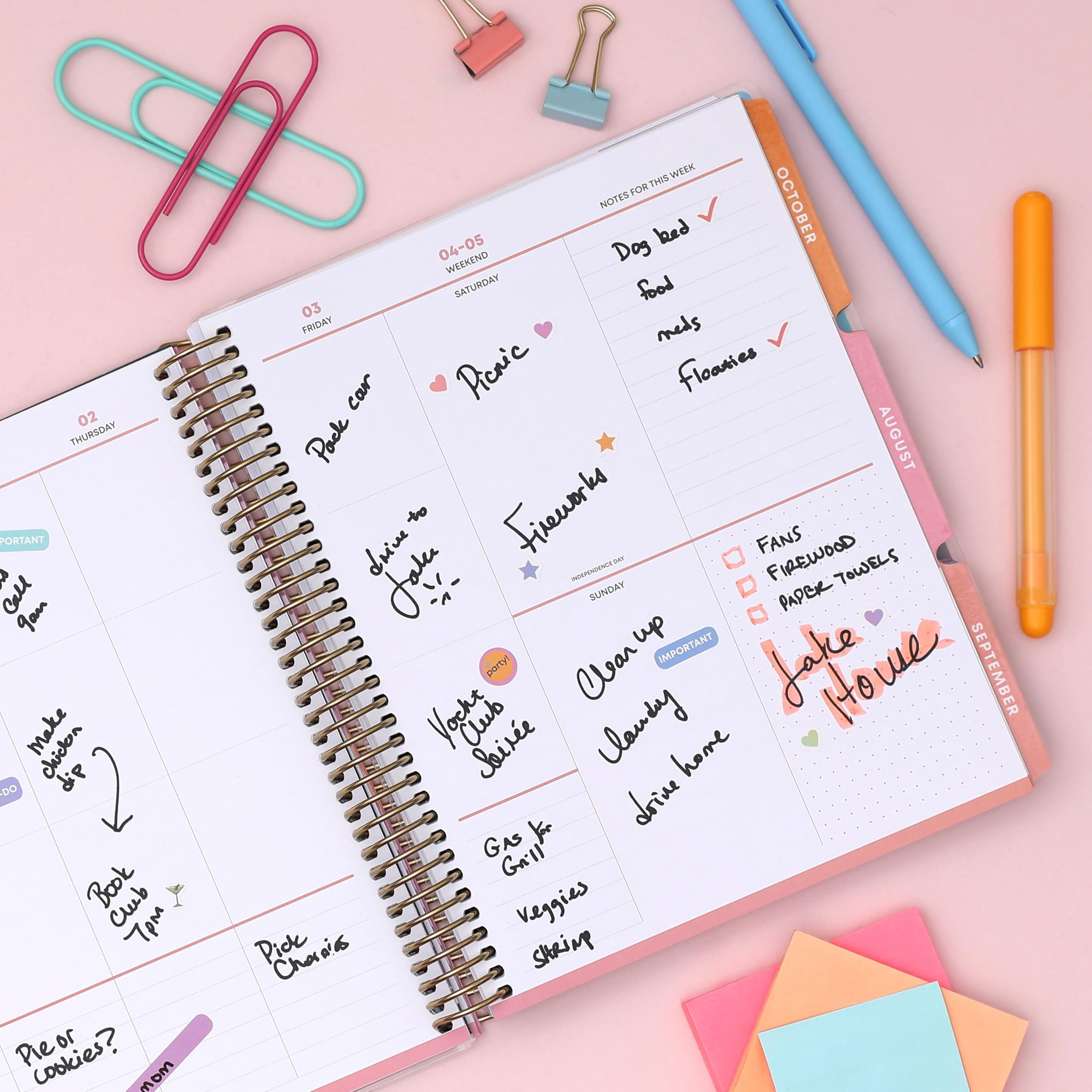 Blue Sky Livewell 2026-2027 Weekly and Monthly Academic Year Planner Calendar, July 2026 - June 2027, 7" x 9", Flexible Cover, Wirebound, Colorful Interior, Storage Pocket, Includes Stickers, Charmie
