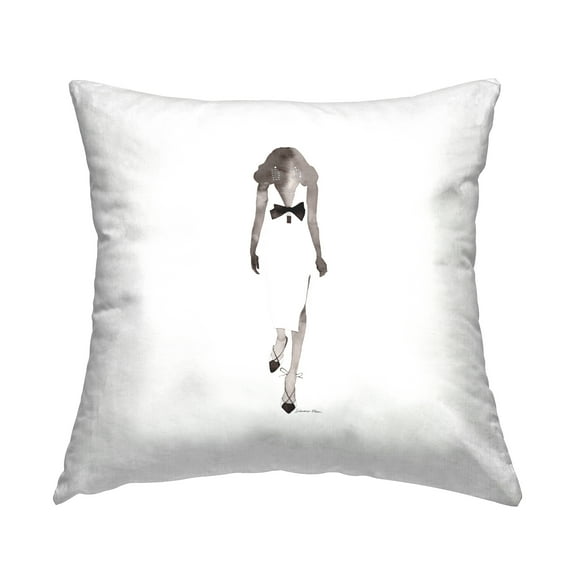 Stupell Industries Woman in White Dress Square Decorative Printed Throw Pillow, 18 x 18