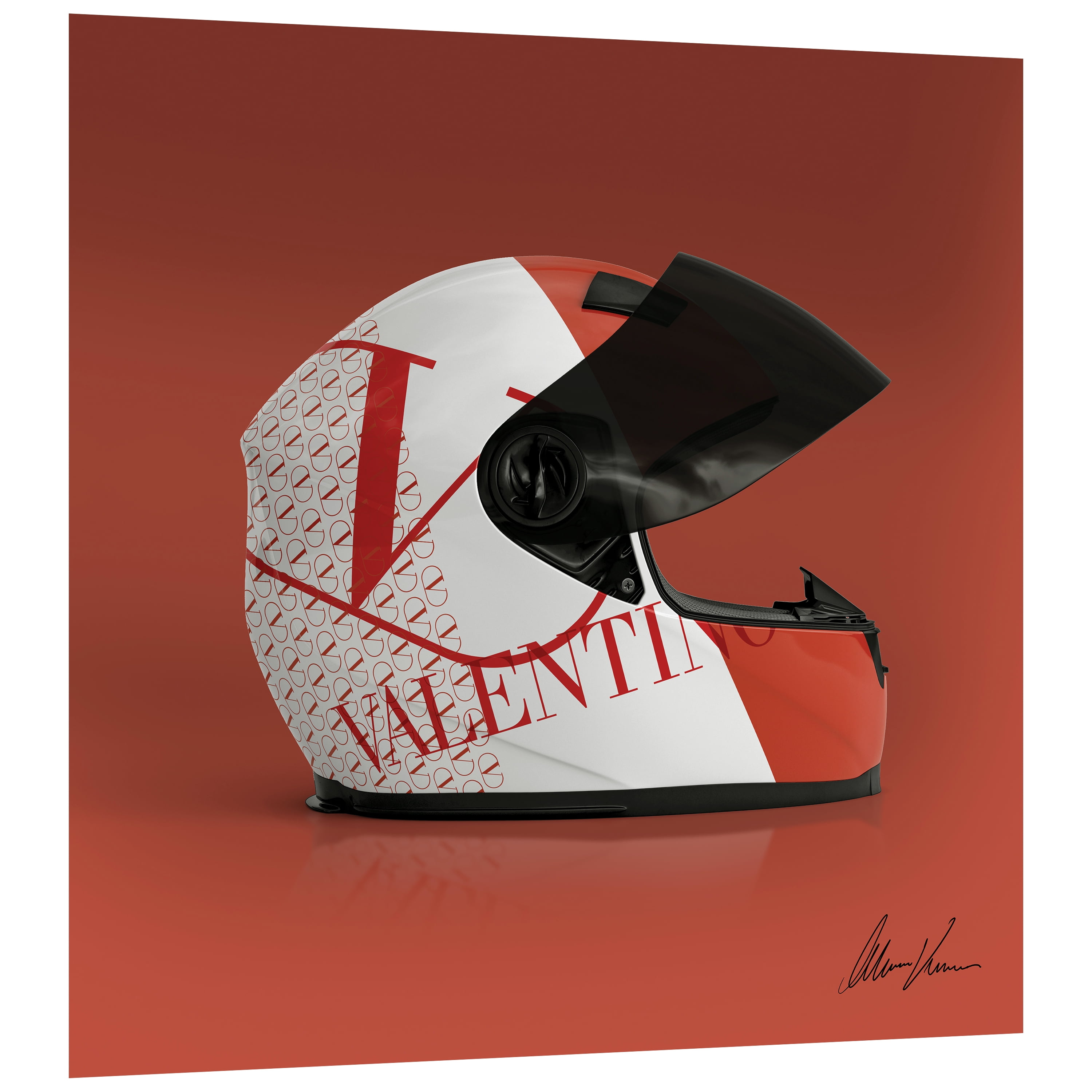 Haute Helmet Frameless Free Floating Tempered Glass Panel Graphic Wall Art , 18" x 24" each