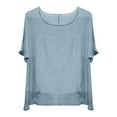 thumbnail image 4 of Fanxing Cotton Linen Tops for Women Loose Fit Beach Casual Work Tops 2025 Summer Short Sleeve Blouse S-2XL, 4 of 5