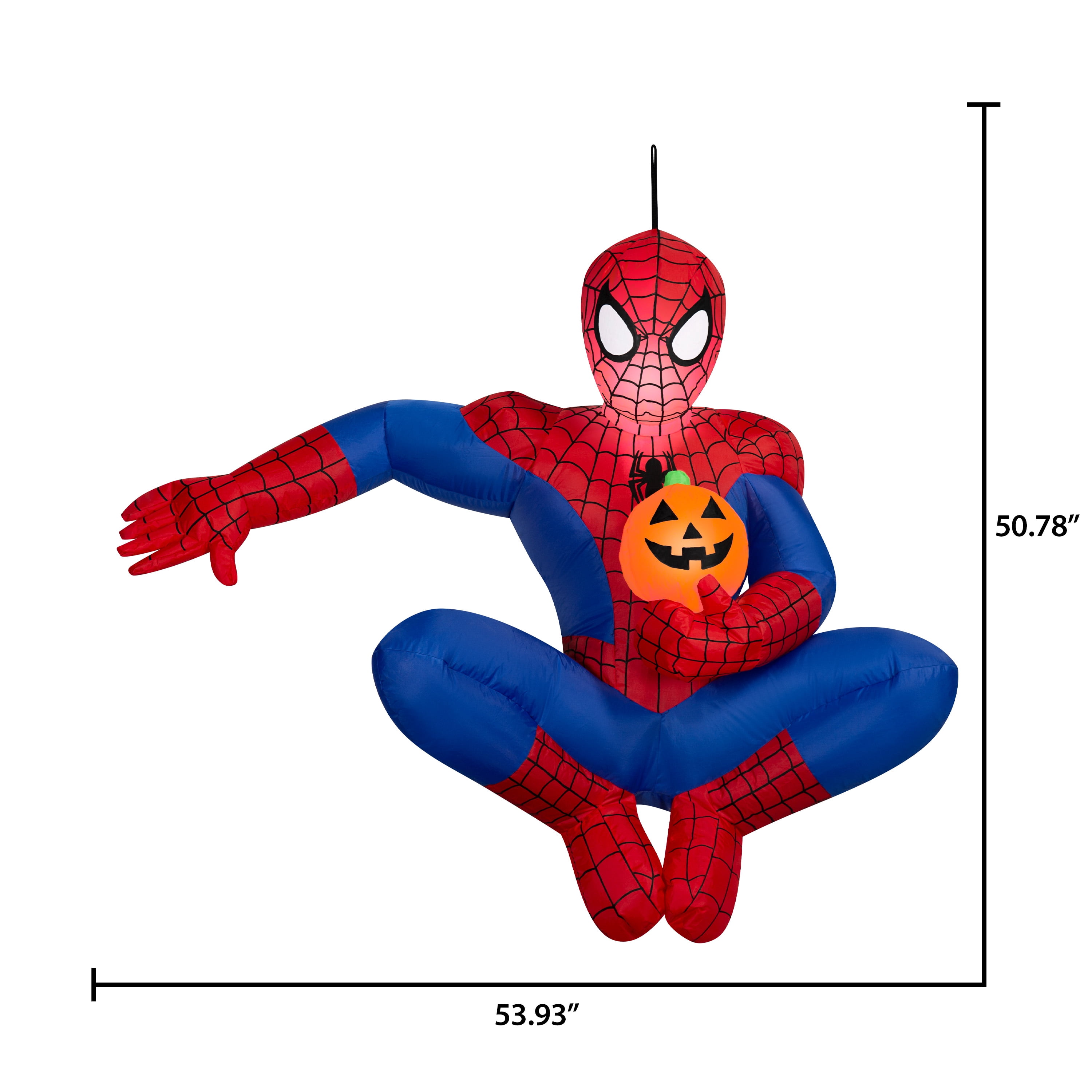 Airblown Halloween Yard Inflatable Light Hanging Spiderman with Pumpkin Marvel, 4.5 ft