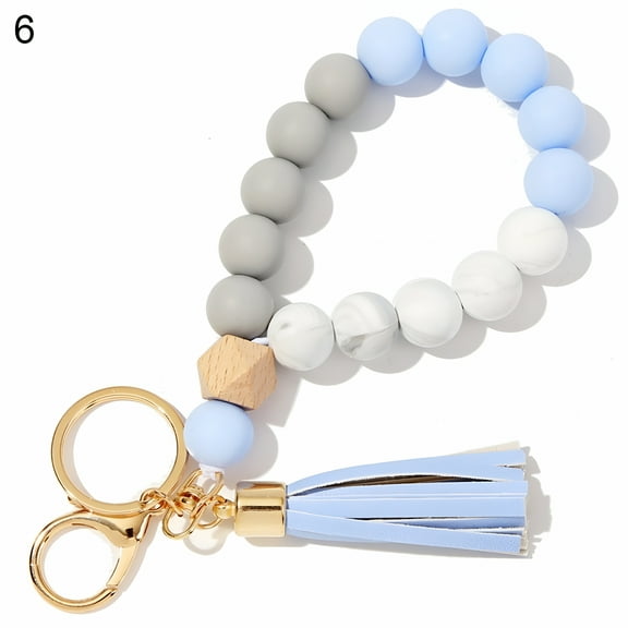 DESIGNICE Bracelet Keyring Decorative Stretchy Beaded Portable Bangle Wristlet Keychains for Women