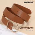 thumbnail image 2 of Women Black Casual Leather Belt with Gold Buckle Ladies Dress Belt for Jeans Pants, 2 of 6