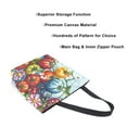 thumbnail image 3 of FORMRS Womens Canvas Tote Bag with Zipper Inner Pocket Shoulder Handbag, Blue Floral Tomatoes, 3 of 7