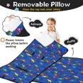 thumbnail image 3 of Monster Cartoon Truck Blue Pattern Teens Toddler Nap Mat with Pillow, Sleeping Mat Bag for Preschool Daycare 59"x22", 3 of 6