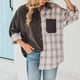 thumbnail image 5 of Puntoco Camisa a cuadros de un solo pecho para mujer Camisa de manga larga para mujer Abrigo de lana Chaqueta de gran tamaño Liquidación Puntoco Puntoco-2341, 5 of 9