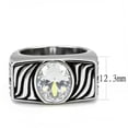 thumbnail image 4 of Anillo Color Plata Para Hombres de Acero Inoxidable Curvas en Zebra, 4 of 5
