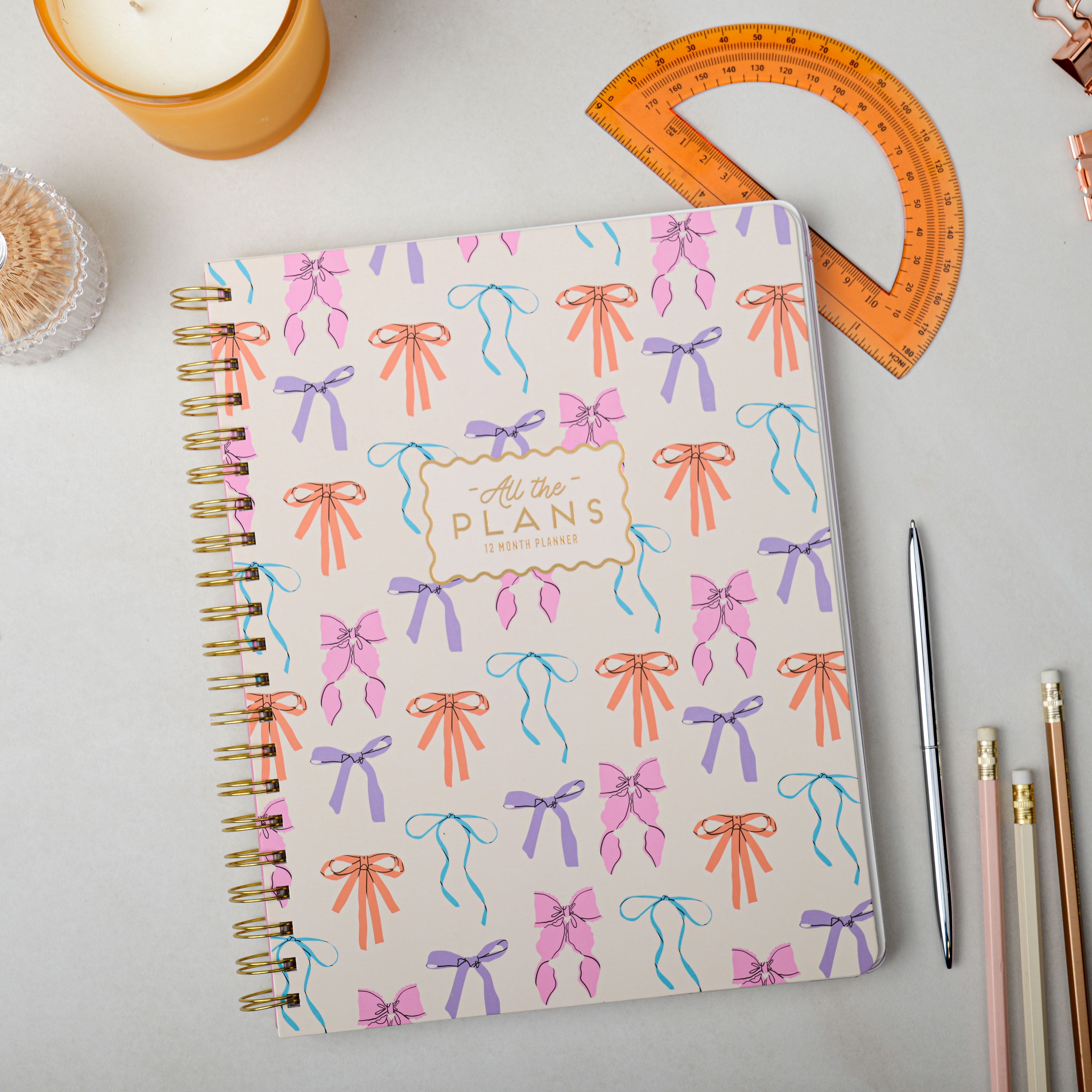 Think Ink 12 Month Weekly 8.5" x 11" All The Plans Bows Planner, July 2026 - June 2027