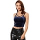 thumbnail image 1 of INSPIRE CHIC Camiseta sin mangas con tirantes finos de terciopelo y tirantes finos para mujer Azul oscuro L, 1 of 6