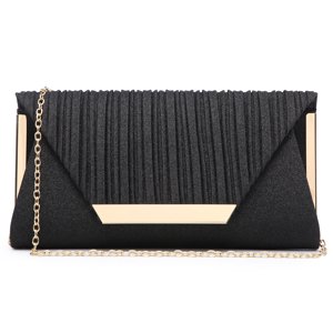 Dasein Glitter Clutch, Black Polyester Evening Bag