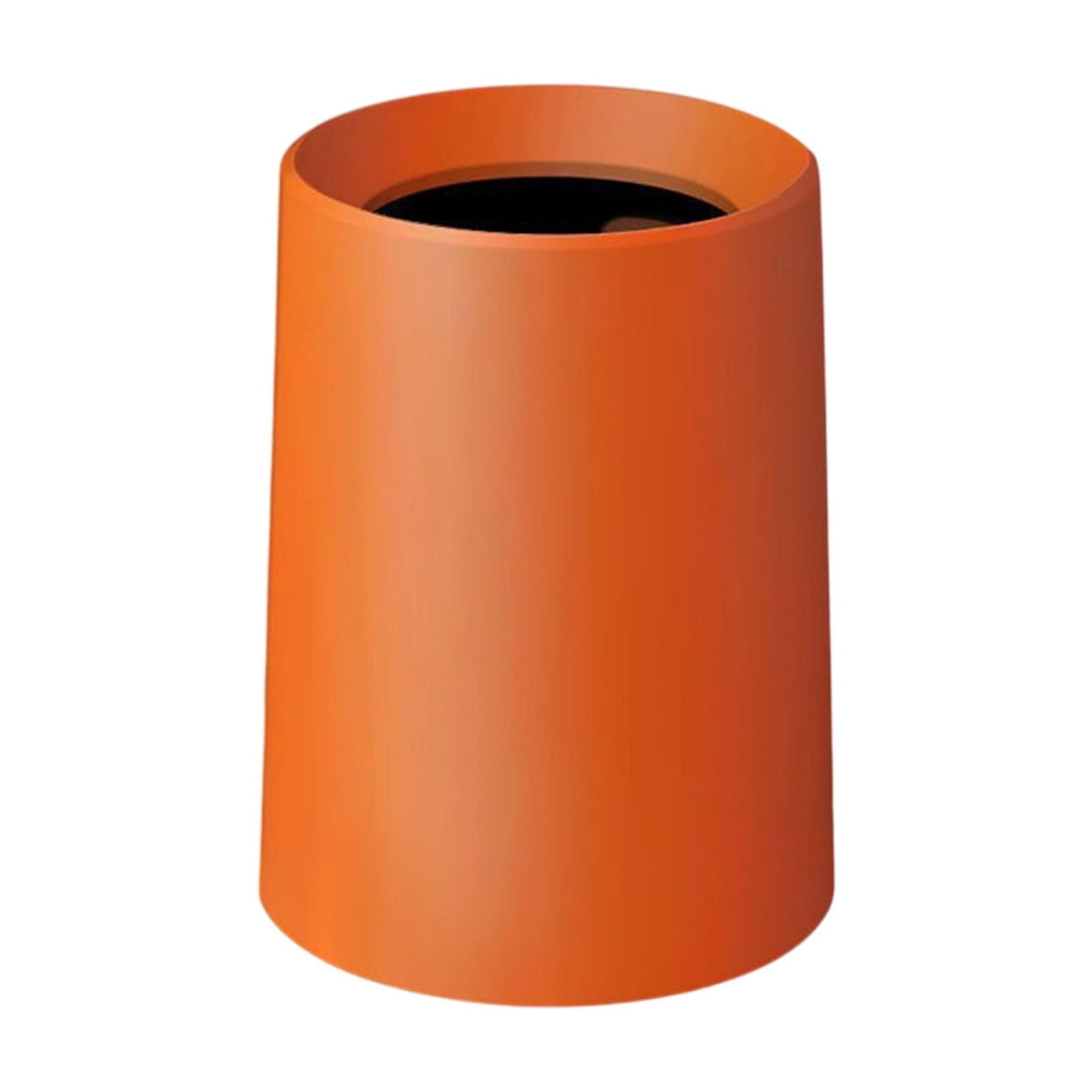 13-Gallon Plastic Kitchen Trash Can with Lid - White, Black, Orange, Beige - 12.2x9.92x9.92in Bathroom Waste Bin for Home, Office, RV - Space-Saving Design with Raised Bottom