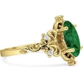 thumbnail image 5 of Art Deco Marquise Filigree Engagement Ring Green Emerald Cubic Zirconia Yellow Tone 925 Sterling Silver, Size 9, 5 of 7