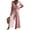 #456-Pink, variant on Warop Women's Cotton Linen Jumpsuit with Lace Trim, Button Front and Pockets, Flutter Sleeves and V-Neck, One Piece Pants for Casual and Daily Wear