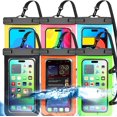 thumbnail image 1 of 4 Pack Multicolor Universal Waterproof Phone Pouch, Large Phone Waterproof Case Dry Bag (Protection Level: IP68) Outdoor Sports for Apple iPhone,Samsung,and up to 7.5" (Black,Blue,Pink,Orang, 1 of 5