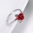 thumbnail image 2 of Anillo de oro con forma de rosa y flor roja y rosa, anillos abiertos para mujeres y niñas, 2 of 5