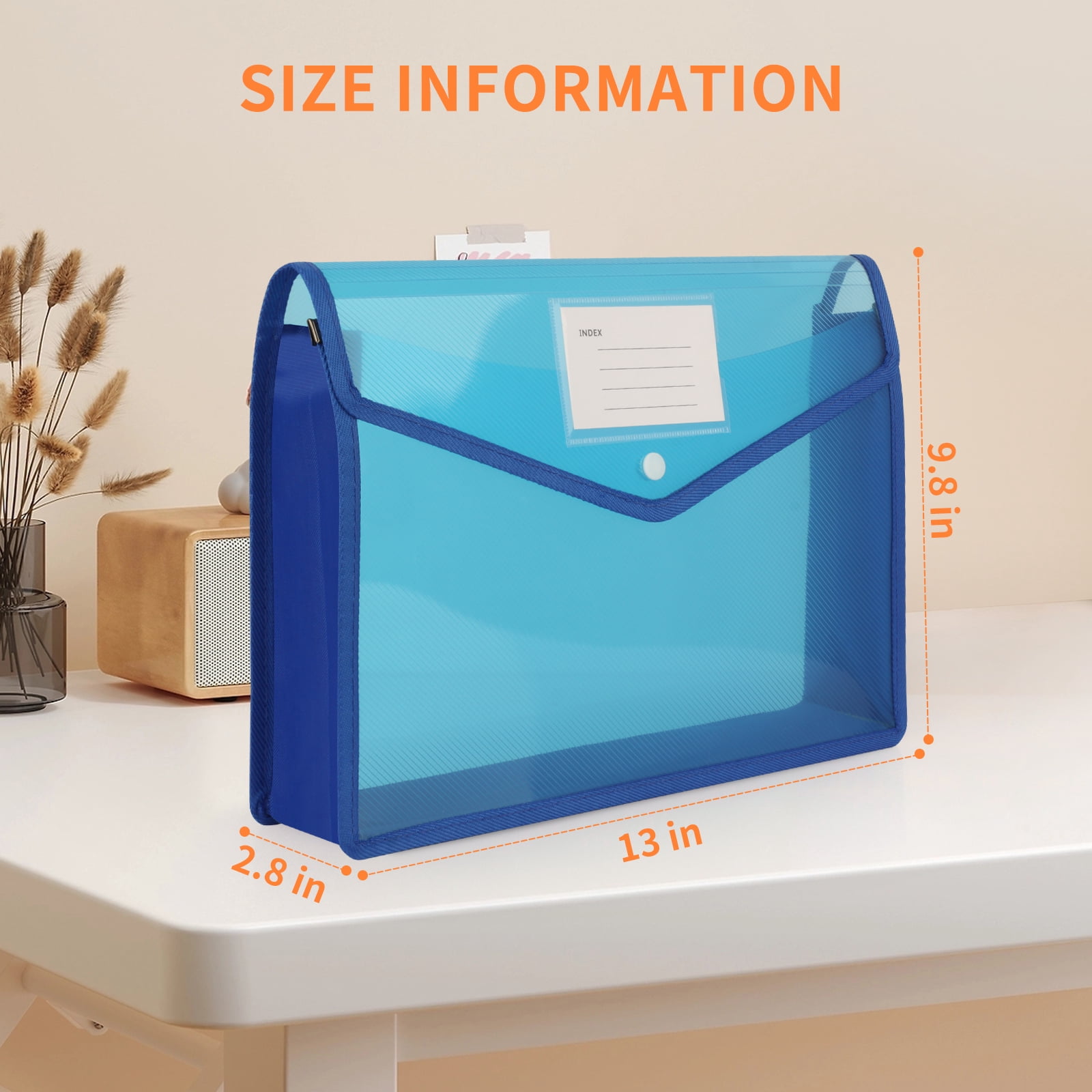 PHANCIR Plastic File Folder, Expanding with Snap Closure Label Pocket, Large Capacity Letter A4 Size for Office, School, Home, Assorted Colors,8 Pack