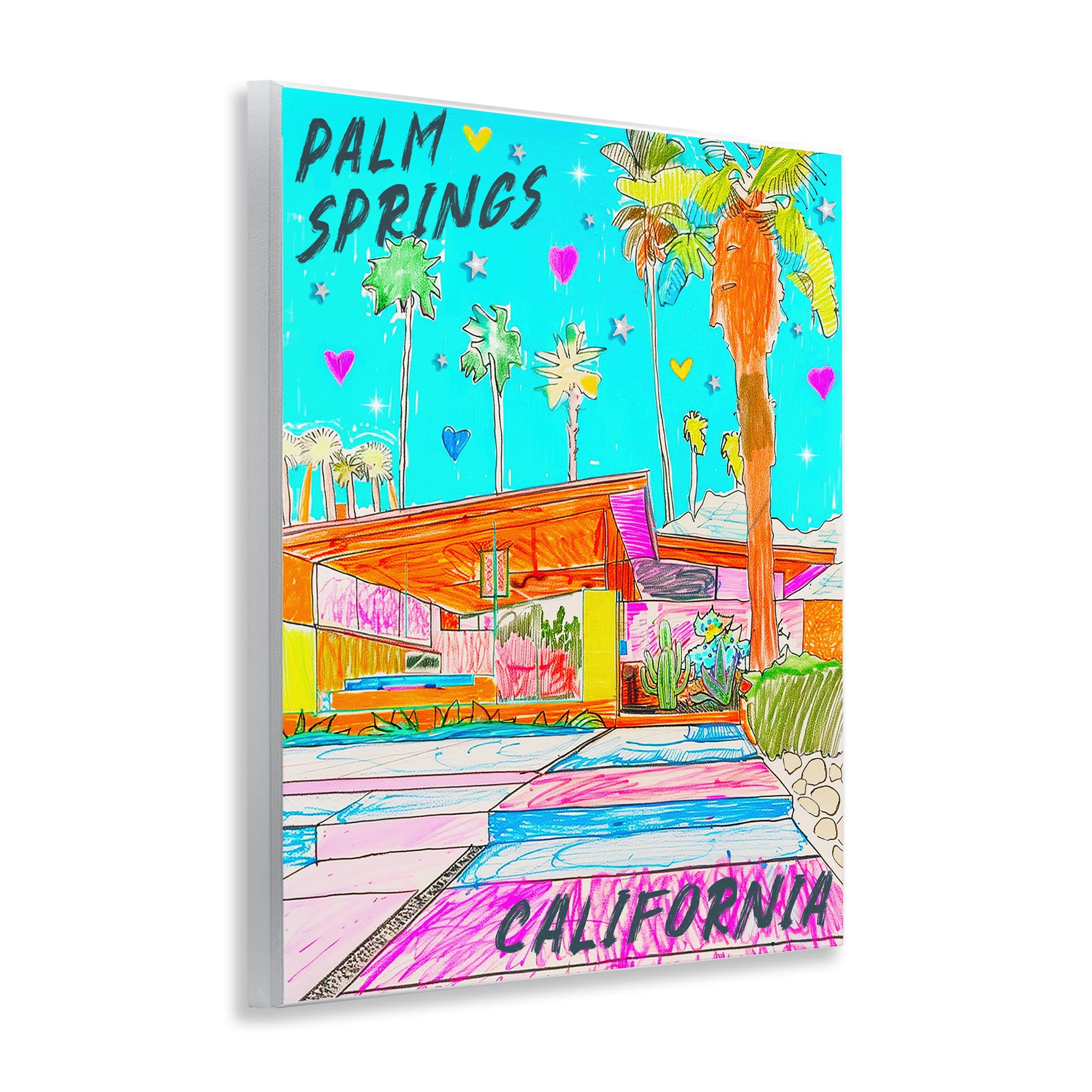 Stupell Industries Palm Springs Villa Doodle Cities & Countries Painting Unframed Art Print Wall Art, 11 x 14