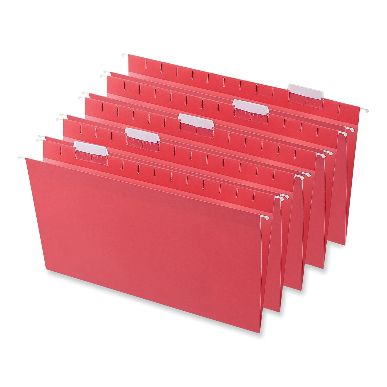 Universal Deluxe Bright Color Hanging File Folders, Legal Size, 1/5-Cut Tab, Red, 25/Box -UNV14218