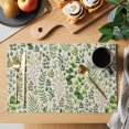 thumbnail image 2 of Green Leaves Placemats Set of 8, Elegant Pastoral Summer Botanical Rustic Placemats for Dining Table, Place Mats for Kitchen Tabletop, Waterproof Wipeable Dining Table Mats Set, 2 of 9