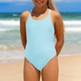 thumbnail image 5 of WOYY Girls Criss-Cross Back One Piece Swimsuit Solid Quick-Dry Bathing Suit, Sizes 10-11, 5 of 6