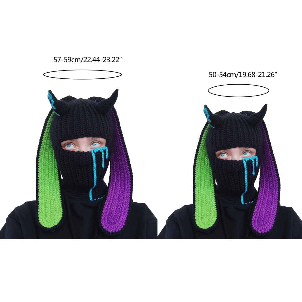 Aellinatey Winter Beanie Hats with Cute Long Ears Knitted Hat Ski Mask for Kids Adults