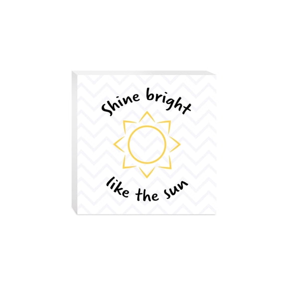 Shine Bright Sun Yellow Sun Chevron 10 x 10 Wood Tabletop Sign Plaque