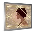 thumbnail image 2 of Designart 'Retro Girl In Golden Art Deco Geometrics II' Modern Framed Art Print, 2 of 4