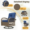 thumbnail image 3 of ELPOSUN 3 Pieces Patio Furniture Set, Outdoor Swivel Gliders Rocker, Wicker Patio Bistro Set with Rattan Rocking Chair, Glass Top Side Table and Thickened Cushions（Blue）, 3 of 8