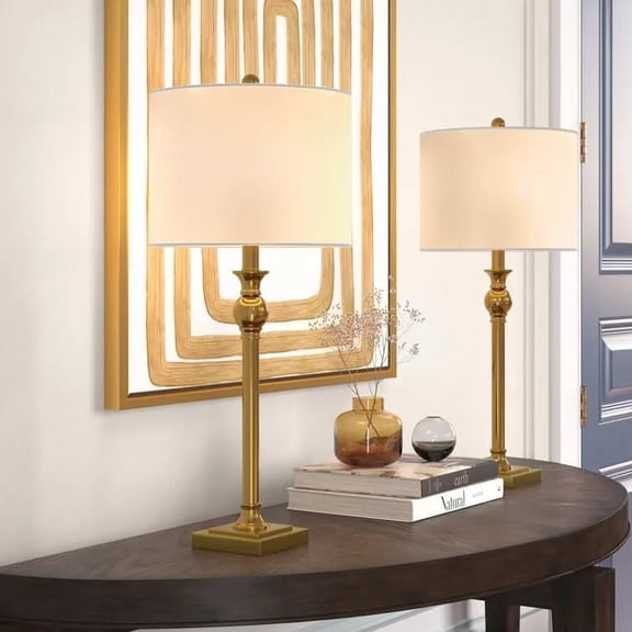 Maxax Gold Table Lamps Set of 2, 29" Industrial Living Room Lamp with USB Ports, Modern Metal Bedroom Lamp.