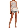 thumbnail image 7 of HUBERY Women Striped Print Sleeveless Lace-Up Back Halter Neck Curved Hem Top, 7 of 7