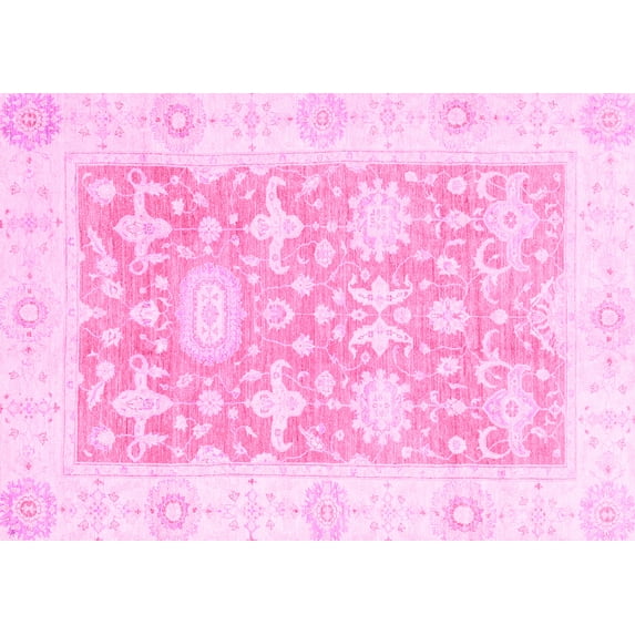 Ahgly Company Indoor Rectangle Abstract Pink Modern Area Rugs, 6' x 9'