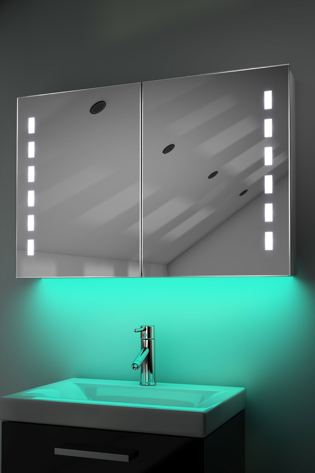 Demist Bathroom Mirror With LED Under Lighting, Sensor