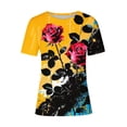 thumbnail image 3 of Women's Summer Clothing Top T-Shirts for Womens Fashion Spring Floral Print Shirts Loose Casual Pullover Short Sleeve Blouses Tops, 3 of 4