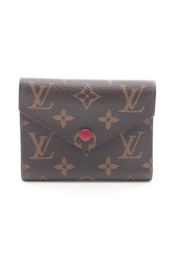 Pre-Owned Louis Vuitton Portefeuille Victorine Monogram Fuchsia Tri-fold Wallet, Leather,...