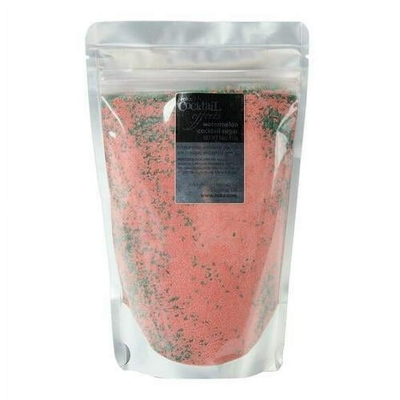 Rokz Gourmet Watermelon Cocktail Rimming Sugar – Sparkling Pink & Green Crystal Blend & Juicy Summer Nectar, 1 lb. Resealable Bulk Bag