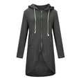 thumbnail image 5 of Penkiiy Women's Long Zip Up Hoodie Lightweight Oversized Tunic Sweatshirt Open Front Cardigan Jacket with Pockets S Dark Gray, 5 of 9