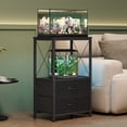 thumbnail image 5 of 10 Gallon Aquarium Stand with 2 Drawers, 2-Tier Fish Tank Stand with Storage Shelf, Heavy Duty Metal Frame Reptile Turtle Tank Stand, 20.5" L x 11.8" W x 31.5" H, Black, 5 of 7