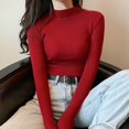 thumbnail image 1 of Pull pour Femmes Automne et Hiver Manches Longues Col Mi-Haut style Coréen slim, 1 of 5