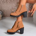 thumbnail image 5 of Women Ankle Boots Round Toe Mid Heel Boots with Side Zip Comfort Matte Shoes for Fall Winter Dating Shopping Casual Outdoor Daily Wear, 5 of 9