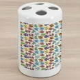 thumbnail image 1 of Dragon Ceramic Toothbrush Holder, Cartoon Style Design for Animal Pattern Colorful Dragons Art Print, Decorative Versatile Countertop for Bathroom, 4.5" X 2.7", Multicolor, by Ambesonne, 1 of 4
