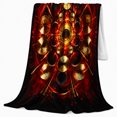 thumbnail image 2 of Overhead drum cymbal mandala black red gold Flannel Blanket for bedroom music room studio living room drummer Home Decor explosive rhythm art Gift for musicians, 2 of 9