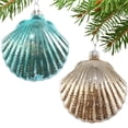 thumbnail image 2 of Clam Shell Blown Glass Ornaments - Set of 2 Beach Coastal Ornaments, 2 of 3