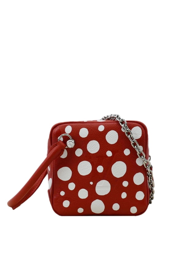 Pre-Owned LOUIS VUITTON x YAYOI Kusama Square Overseas Monogram Leather Shoulder Bag Red