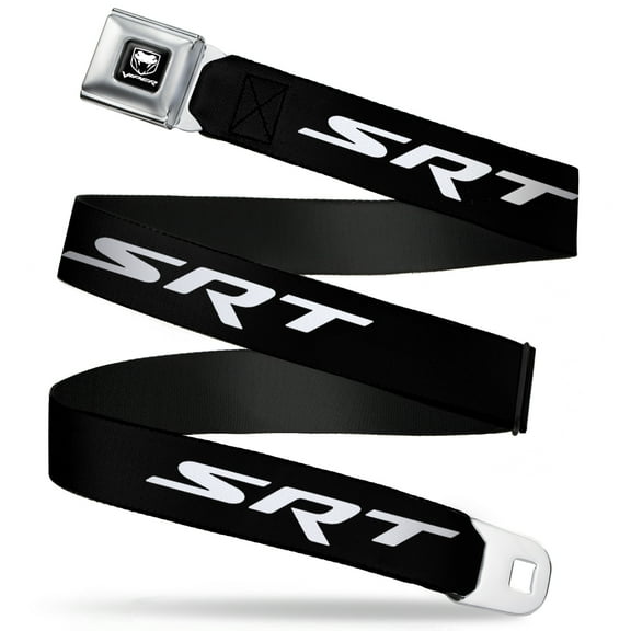 Dodge Belt, Seatbelt Buckle Belt, SRT Black White, Youth 22 to 32 Inches